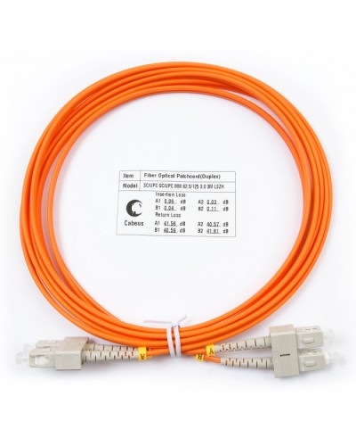 Шнур оптический duplex SC-SC 62,5/125 mm 3м LSZH Cabeus FOP-62-SC-SC-3m в Домодедово Патч-корды оптические Pintop.ru