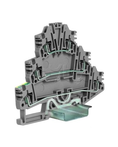 Зажим трех-уровневый c заземлением на нижнем уровне 2,5 кв.мм, серый DKC ZHL500GR в Домодедово Держатели, клипсы, скобы Pintop.ru