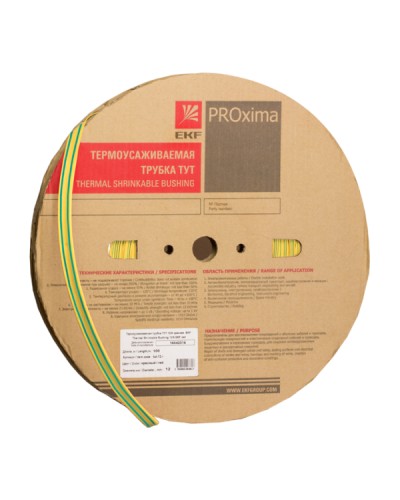 Термоусаживаемая трубка ТУТ нг 16/8 жел-зел рулон EKF PROxima (tut-16-yg) в Домодедово Аксессуары для кабель-канала Pintop.ru