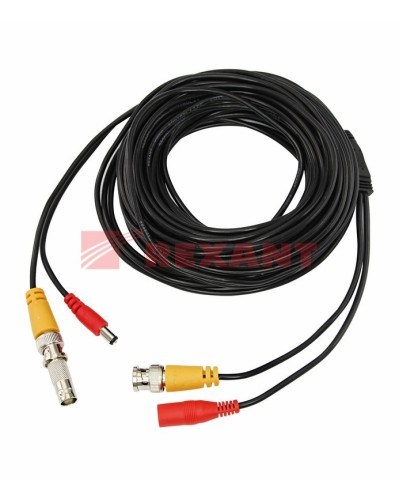 Шнур соединительный BNC-BNC для систем видеонаблюдения, с питанием (DC) от камеры (18 м) REXANT (18-1718) в Домодедово Патч-корды и пигтейлы Pintop.ru