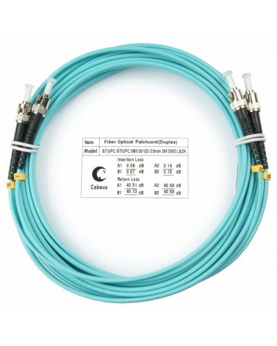 Шнур оптический duplex ST-ST 50/125 mm OM3 25м LSZH Cabeus FOP-50-ST-ST-25m в Домодедово Патч-корды и пигтейлы Pintop.ru