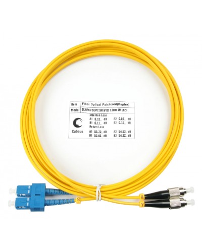 Шнур оптический duplex SC-FC 9/125 sm 3м LSZH Cabeus FOP(d)-9-SC-FC-3m в Домодедово Патч-корды оптические Pintop.ru