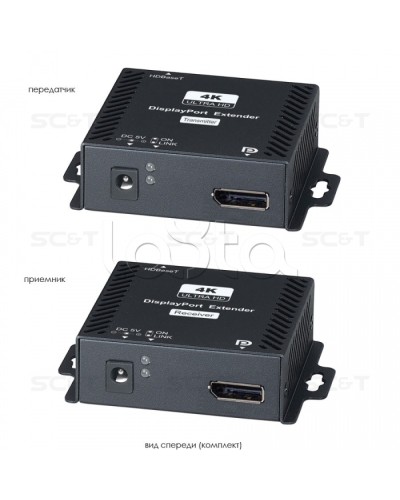 Комплект (передатчик + приёмник) для передачи DisplayPort + USB + RS232 SC&T DP02U в Домодедово Видеоусилители, Модуляторы, Делители Pintop.ru