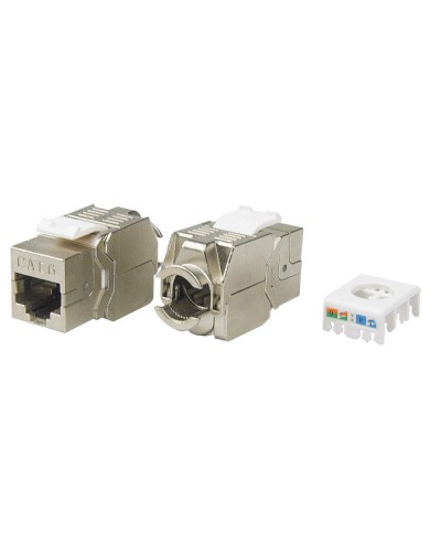 Вставка Keystone Jack RJ-45(8P8C) Hyperline KJ8-8P8C-C6-180-TLS-SH-F-WH в Домодедово Модули Keystone Pintop.ru