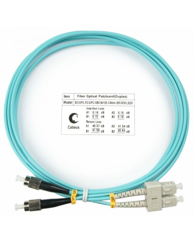 Шнур оптический duplex SC-FC 50/125 mm OM3 1,5м LSZH Cabeus FOP-50-SC-FC-1,5m в Домодедово Патч-корды и пигтейлы Pintop.ru