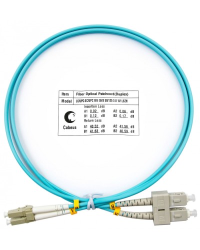 Шнур оптический duplex LC-SC 50/125 MM OM3 1 м LSZH Cabeus FOP-50-LC-SC-1M в Домодедово Патч-корды оптические Pintop.ru
