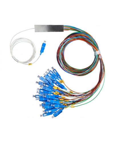 Разветвитель план 1х16 окон SC/UPC 9/125 вывод 1,5м буфер 0.9мм 1260/1650 Cabeus (FCT-PLC-1/16-9-SC/U-1.5-0.9) в Домодедово Оптические разветвители (сплиттеры) Pintop.ru