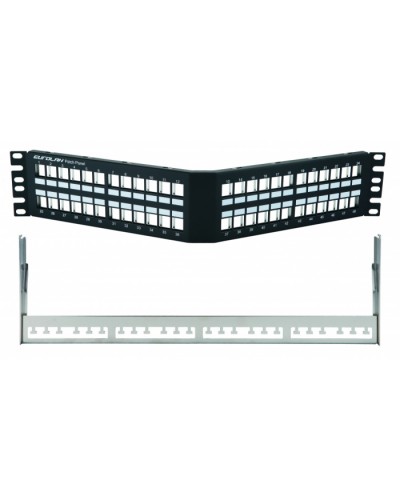Коммутационная угловая панель 19” наборная, FTP, 2U, 48 портов, черный Eurolan (27A-00-48BL) в Домодедово Патч-панели Pintop.ru