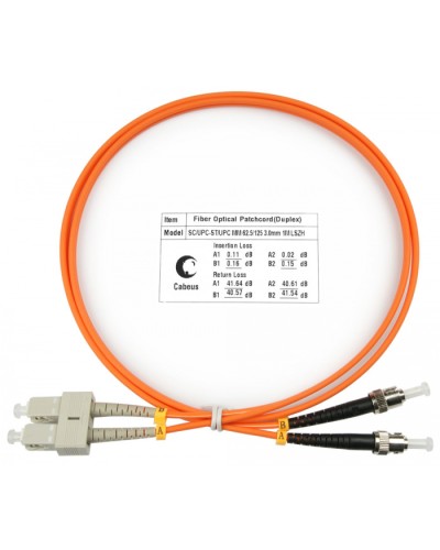 Шнур оптический duplex SC-ST 62,5/125 MM 1 м LSZH Cabeus FOP-62-SC-ST-1M в Домодедово Патч-корды оптические Pintop.ru