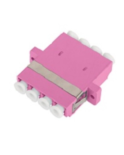 Адаптер NIKOMAX волоконно-оптический, соединительный, многомодовый, стандарта OM4, LC/UPC-LC/UPC, квадро, пластиковый, без шторки, с фланцами, маджента, уп-ка 2шт. в Домодедово Проходные адаптеры и розетки оптические Pintop.ru