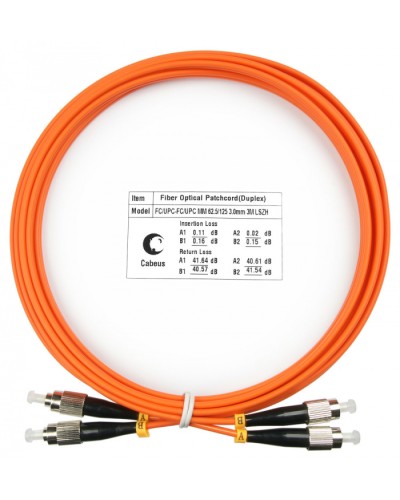 Шнур оптический duplex FC-FC 62,5/125 mm 3м LSZH Cabeus FOP-62-FC-FC-3m в Домодедово Патч-корды оптические Pintop.ru
