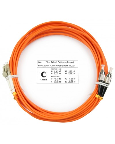 Шнур оптический duplex LC-FC 62,5/125 mm 25м LSZH Cabeus FOP-62-LC-FC-25m в Домодедово Патч-корды оптические Pintop.ru