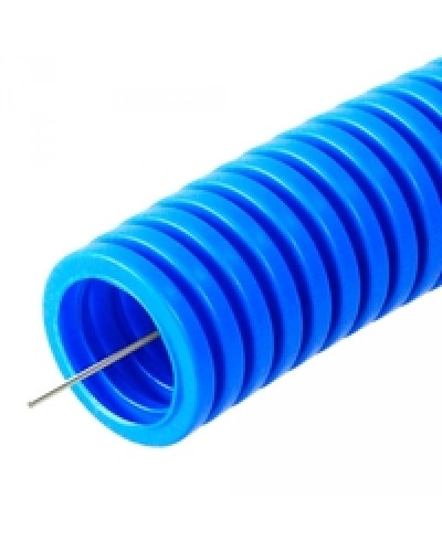 Труба гофрированная ПП тяжёлая 750 Н не распространяющая горение с/з синяя д32 (25м/1375м/ уп/пал) Промрукав PR02.0082 в Домодедово Труба гофрированная Pintop.ru