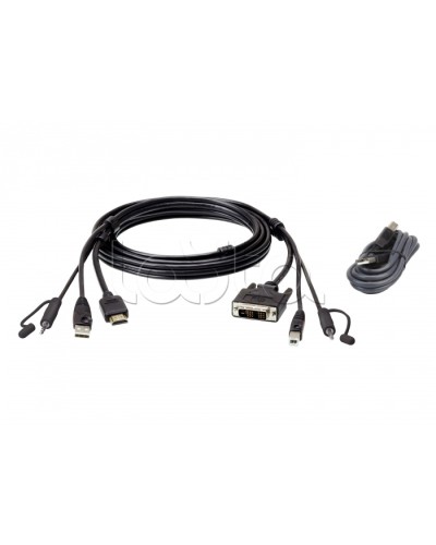 Комплект кабелей USB, HDMI-DVI-D для защищенного KVM-переключателя (1.8м) ATEN 2L-7D02DHX2 в Домодедово Видеоусилители, Модуляторы, Делители Pintop.ru