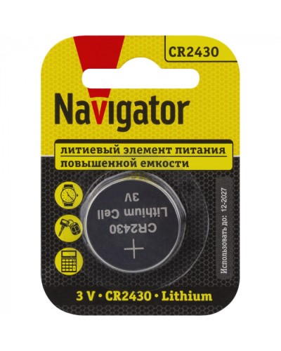 Элемент питания Navigator 93 828 NBT-CR2430-BP1 в Домодедово Электротехническое оборудование Pintop.ru