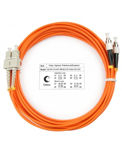 Шнур оптический duplex SC-FC 62,5/125 mm 10м LSZH Cabeus FOP-62-SC-FC-10m в Домодедово Патч-корды оптические Pintop.ru