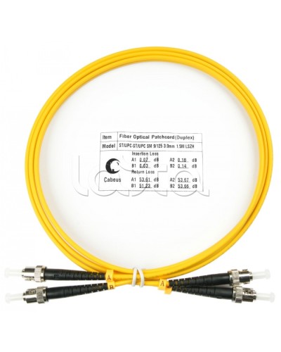 Шнур оптический duplex ST-ST 9/125 sm 1,5м LSZH Cabeus FOP(d)-9-ST-ST-1,5m в Домодедово Патч-корды оптические Pintop.ru