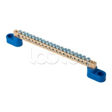 Шина "0" N (6х9мм) 20 отверстий латунь 2 синих угловых изолятора EKF PROxima (sn0-2-63-20)