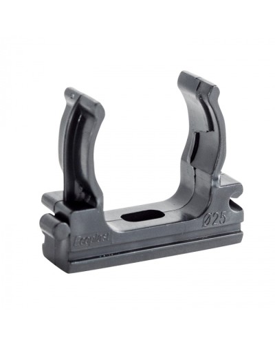 CF25G Держатель (клипса), без галогена, для труб D25мм, цвет чёрный (10шт) Экопласт (41725-10HF-BL) в Домодедово Держатели, клипсы, скобы Pintop.ru