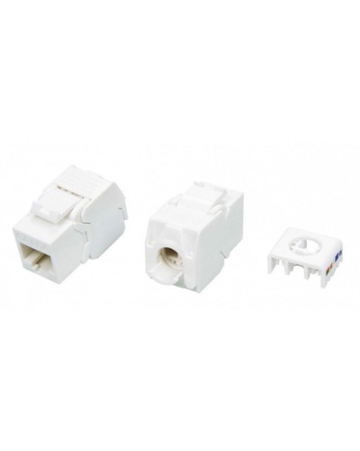 Вставка Keystone Jack RJ-45(8P8C) Hyperline KJ8-8P8C-C6A-180-TLS-WH в Домодедово Модули Keystone Pintop.ru