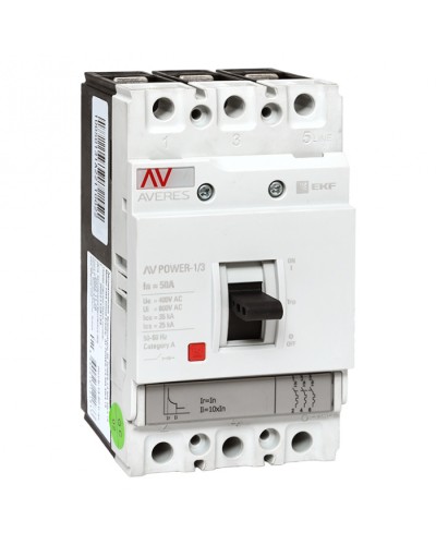 Автоматический выключатель AV POWER-1/3 50А 35kA TR EKF (mccb-13-50-TR-av) в Домодедово Электротехническое оборудование Pintop.ru