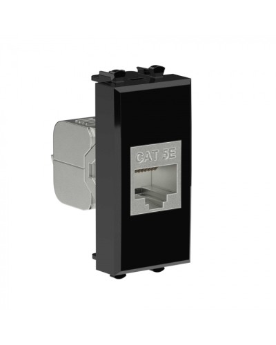 Avanti Компьютерная розетка RJ-45 без шторки модульная, кат.5е экран., Черный квадрат 1модуль DKC (4402761) в Домодедово Коннекторы Pintop.ru