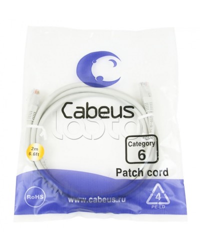 Шнур коммутационный 2xRJ-45/8P8C U/UTP кат.6 (1.5 м) Cabeus PC-UTP-RJ45-Cat.6-1.5m в Домодедово Патчкорды (медные) Pintop.ru