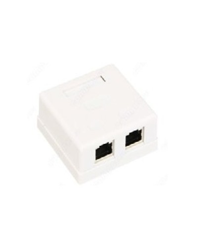 Розетка компьютерная RJ-45 (8P8C), категория 5e, двойная, внешняя (настенная), Dual IDC, белая в Домодедово Розетки компьютерные и телефонные Pintop.ru