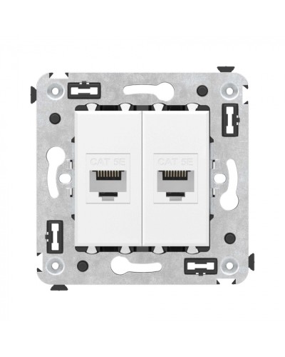 Компьютерная розетка RJ-45 без шторки в стену, кат.5е двойная, Avanti, Белое облако DKC 4400664 в Домодедово Розетки компьютерные и телефонные Pintop.ru
