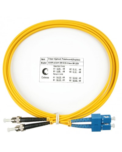 Шнур оптический duplex SC-ST 9/125 SM 2 м LSZH Cabeus FOP(d)-9-SC-ST-2M в Домодедово Патч-корды оптические Pintop.ru