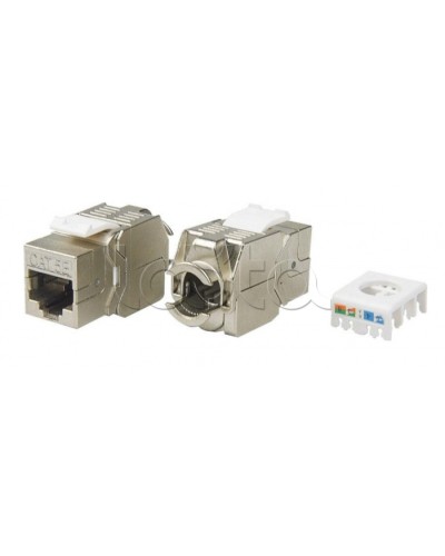 Вставка Keystone Jack RJ-45(8P8C) Hyperline KJ8-8P8C-C5e-180-TLS-SH-F-WH в Домодедово Модули Keystone Pintop.ru