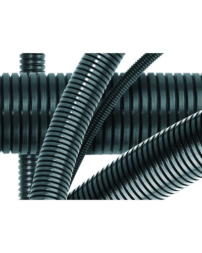 Труба гофрированная DN36мм, ПВ-0, D вн 36,3 мм, D нар 42,5 мм, полиамид 6, с протяжой DKC PA613643F0 в Домодедово Труба гофрированная Pintop.ru