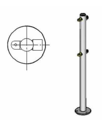 Стойка ограждения с 2-мя полупетлями под поворотную створку или секциюi-образная, 2 муфты Oxgard Стойка ограждения с 2-мя полупетлями i-образная (ВЗР 1996.01-01) в Домодедово Ограждения Pintop.ru