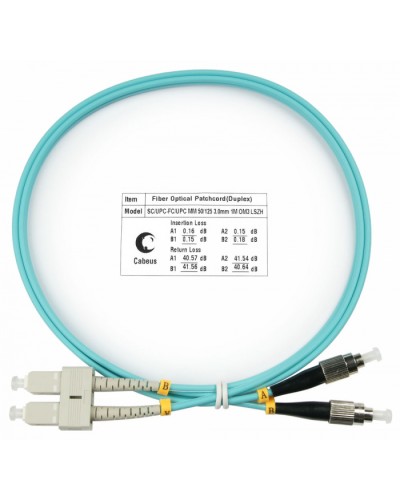 Шнур оптический duplex SC-FC 50/125 mm OM3 1м LSZH Cabeus FOP-50-SC-FC-1m в Домодедово Патч-корды и пигтейлы Pintop.ru