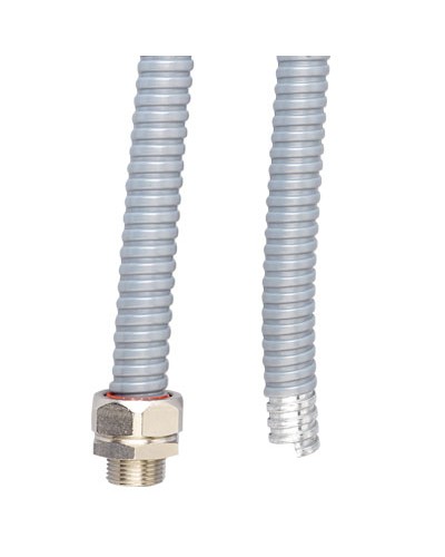 Металлорукав DN 15мм в ПВХ изоляции, Dвн 15,5 мм, Dнар 19,5, 50 м, цвет серый DKC 6071R-015 в Домодедово Металлорукав Pintop.ru