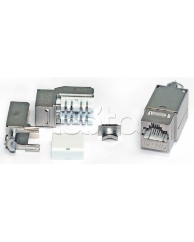 Вставка Keystone Jack RJ-45(8P8C), категория 6A, экранированная, 110 IDC, заделка с помощью NE-TOOL, белая Hyperline KJNE-8P8C-C6A-90-SH-F-WH в Домодедово Модули Keystone Pintop.ru