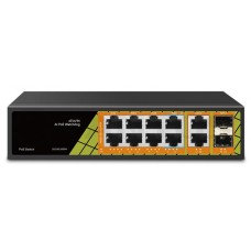 Коммутатор 8x1000Мбит/с PoE порта +2 порта 1000Мбит/с Uplink + 2 порта SFP Tantos TSn-8FP12F2S2