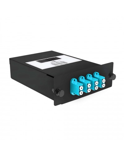 Кассета кроссовая 1 разъем черный Cabeus (FO-OM3-1x8MPO(m)/U-8xLC/U-А-BK) в Домодедово Кросс оптический Pintop.ru