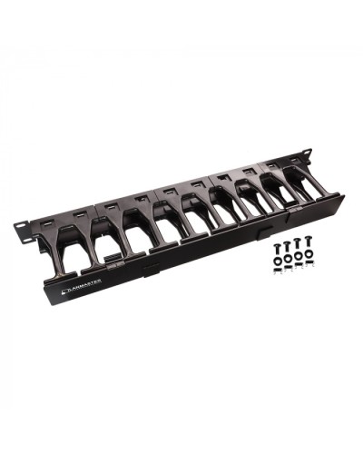 Кабельный органайзер 19 c пластиковыми пальцами глубиной 106 мм и крышкой, 1U LANMASTER (LAN-ORG-PF/S-1U) в Домодедово Кабельные органайзеры Pintop.ru