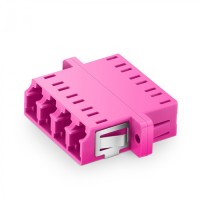 Оптический адаптер OM4, квадро LC, с фланцами, пурпурный Eurolan (36A-40-4L-02MG)