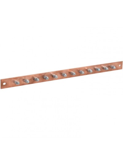 Шина заземления 483х25x3мм медь ШМТ М1 12 точек подключения М6 ITK ER-12-325-M1 в Домодедово Аксессуары для стоек и шкафов Pintop.ru