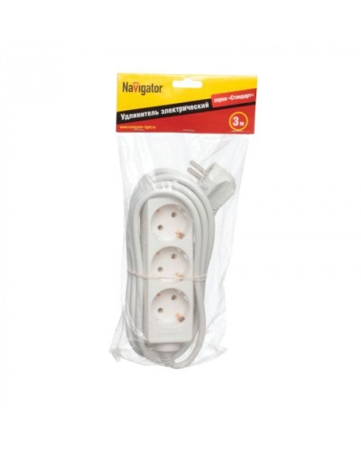 Удлинитель Navigator 94 179 NPE-S-03-300-E-3x1 с/з 3 гн. 3м в Домодедово Блоки розеток Pintop.ru
