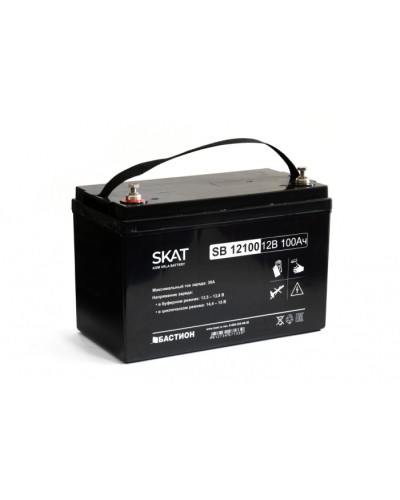Бастион SKAT SB 12100 АКБ свинцово-кислотная тип AGM 12V 100Ач Iзар.30А, клеммы под болт М6 в Домодедово Электротехническое оборудование Pintop.ru