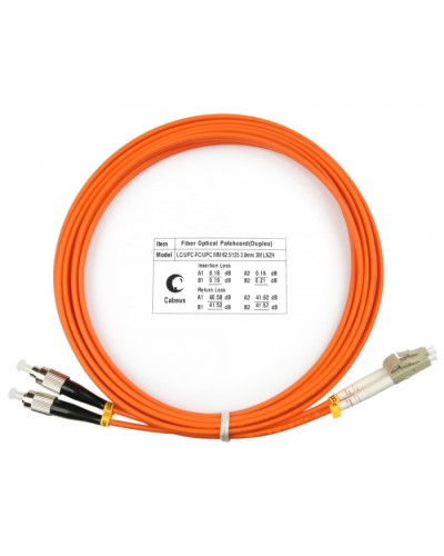 Шнур оптический duplex LC-FC 62,5/125 mm 3м LSZH Cabeus FOP-62-LC-FC-3m в Домодедово Патч-корды оптические Pintop.ru