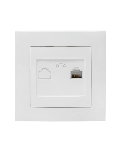 Валенсия розетка телефонная RG-11 1-местная белая EKF PROxima (EWT01-034-10) в Домодедово Розетки компьютерные и телефонные Pintop.ru