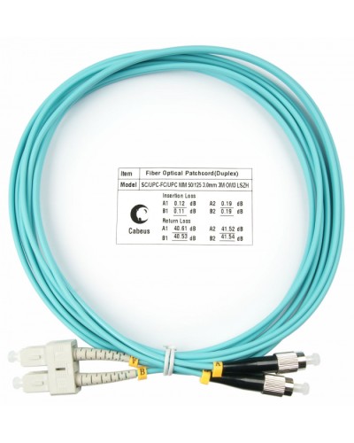 Шнур оптический duplex SC-FC 50/125 mm OM3 3м LSZH Cabeus FOP-50-SC-FC-3m в Домодедово Патч-корды и пигтейлы Pintop.ru