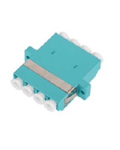Адаптер NIKOMAX волоконно-оптический, соединительный, многомодовый, стандарта OM3, LC/UPC-LC/UPC, квадро, пластиковый, без шторки, с фланцами, аква, уп-ка 2шт. в Домодедово Проходные адаптеры и розетки оптические Pintop.ru