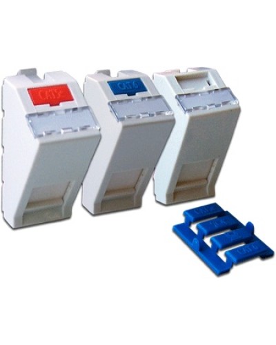 Вставка 22.5х45 на 1 кейстоун, угловая, со шторкой, маркировкой, иконками, белая LANMASTER LAN-SIP-22A-WH в Домодедово Коммутационные изделия Pintop.ru