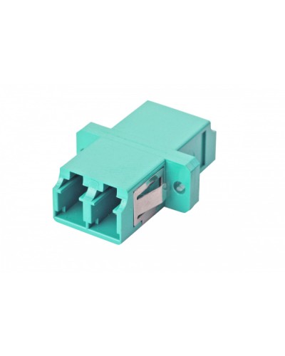 Оптический адаптер OM3, дуплекс LC, с фланцами, бирюзовый Eurolan (36A-30-2L-02AQ) в Домодедово Проходные адаптеры и розетки оптические Pintop.ru