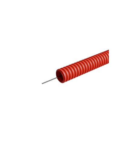 Труба гофрированная ПНД лёгкая d32 мм с зондом трудногорючая безгалогенная (HFFRLS), (уп. 50 м) КМ-профиль (KM-FRTG-32) в Домодедово Труба гофрированная Pintop.ru